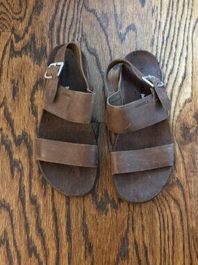 Merrell Women's Brown Leather Cork Footbed Comfort Sandals, Size 8 (EU 39)